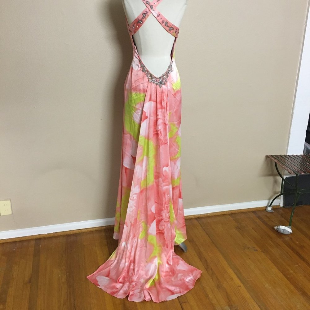 Camille la vie Rose rhinestone open back prom gown